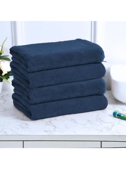 Black Gold - Microfiber Bath Towels Super Absorbent Plain Navy Blue (Pack Of 4)