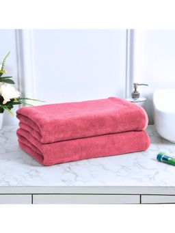Black Gold - Microfiber Bath Towels Super Absorbent Plain Pink (Pack Of 2)