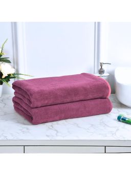 Black Gold - Microfiber Bath Towels Super Absorbent Plain Purple (Pack Of 2)
