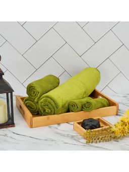 Black Gold - Microfiber Bath Towel, Hand Towels & Washcloth Combo Gift Set Plain Green