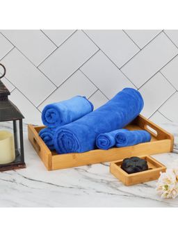 Black Gold - Bath Towel, Hand Towels & Washcloth Combo Gift Set Plain Royal Blue