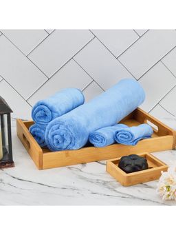 Black Gold - Bath Towel, Hand Towels & Washcloth Combo Gift Set Plain Sky Blue