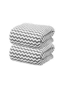 Black Gold - Oversized 350 Gsm Microfiber Zigzag Bath Towel Grey (Pack of 2)