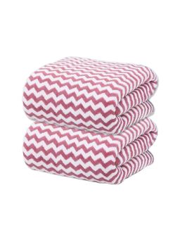 Black Gold - Oversized 350 Gsm Microfiber Zigzag Bath Towel Pink (Pack of 2)