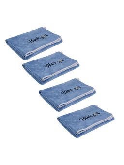 Black Gold - Microfiber Bath Towels Super Absorbent Plain Pipped Blue (Pack of 4)
