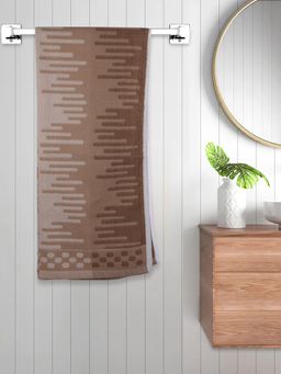 FABINALIV - Brown Abstract 300 Gsm Cotton Bath Towel