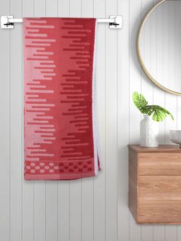 FABINALIV - Red Abstract 300 Gsm Cotton Bath Towel