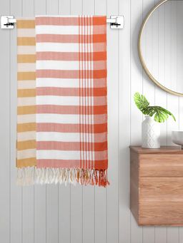 FABINALIV - Multicolor Striped 220 Gsm Cotton Bath Towel (Pack of 2)