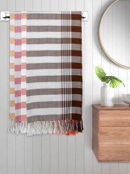 FABINALIV - Multicolor Striped 220 Gsm Cotton Bath Towel (Pack of 4)