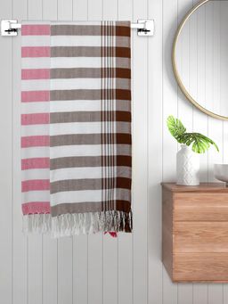 FABINALIV - Multicolor Striped 220 Gsm Cotton Bath Towel (Pack of 2)