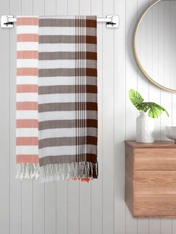 FABINALIV - Multicolor Striped 220 Gsm Cotton Bath Towel (Pack of 2)