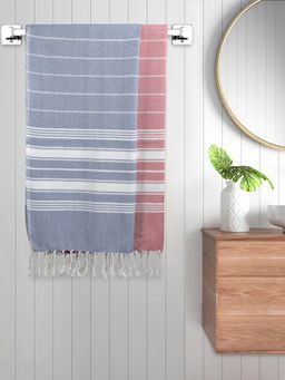 FABINALIV - Multicolor Striped 220 Gsm Cotton Bath Towels (Pack of 2)