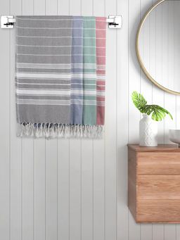 FABINALIV - Multicolor Striped 220 Gsm Cotton Bath Towels (Pack of 4)