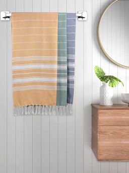 FABINALIV - Multicolor Striped 220 Gsm Cotton Bath Towels (Pack of 3)