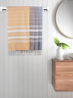 FABINALIV - Multicolor Striped 220 Gsm Cotton Bath Towels (Pack of 4)
