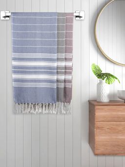 FABINALIV - Multicolor Striped 220 Gsm Cotton Bath Towels (Pack of 3)