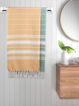 FABINALIV - Multicolor Striped 220 Gsm Cotton Bath Towels (Pack of 2)
