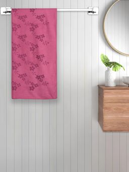 FABINALIV - Pink Floral 420 Gsm Cotton Bath Towel
