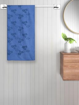 FABINALIV - Blue Floral 420 Gsm Cotton Bath Towel