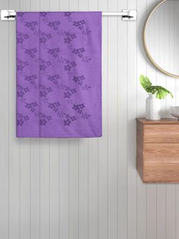 FABINALIV - Purple Floral 420 Gsm Cotton Bath Towels (Pack of 2)