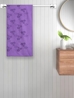 FABINALIV - Purple Floral 420 Gsm Cotton Bath Towel