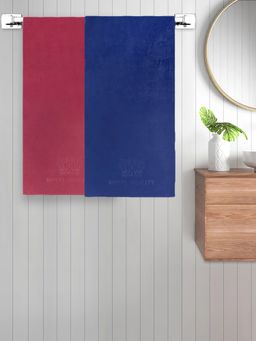 FABINALIV - Multicolor Solid 420 Gsm Cotton Bath Towels (Pack of 2)