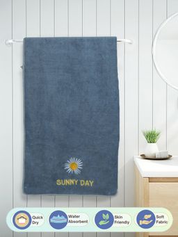 FABINALIV - Grey Solid 420 Gsm Cotton Bath Towel