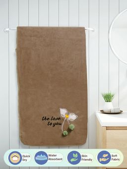 FABINALIV - Brown Solid 420 Gsm Cotton Bath Towel