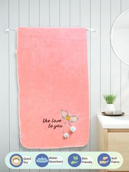 FABINALIV - Peach Solid 420 Gsm Cotton Bath Towel