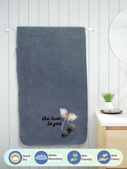 FABINALIV - Grey Solid 420 Gsm Cotton Bath Towel