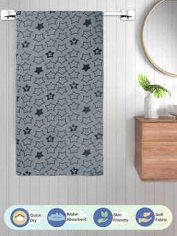 FABINALIV - Grey Geometric 420 Gsm Cotton Bath Towel