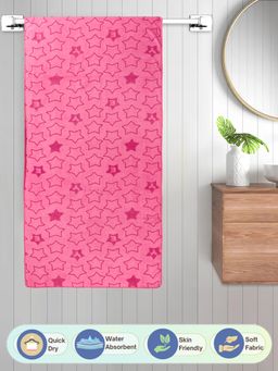 FABINALIV - Pink Geometric 420 Gsm Cotton Bath Towel