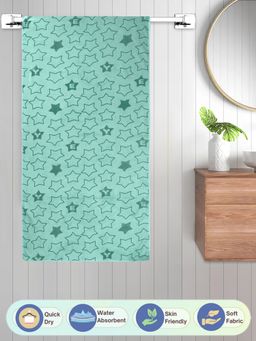 FABINALIV - Light Green Geometric 420 Gsm Cotton Bath Towel