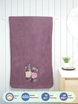 FABINALIV - Purple Solid 420 Gsm Cotton Bath Towel
