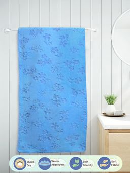 FABINALIV - Blue Floral 420 Gsm Cotton Bath Towel