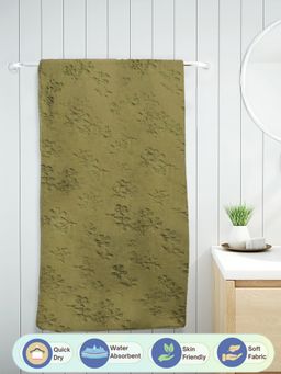 FABINALIV - Olive Floral 420 Gsm Cotton Bath Towel