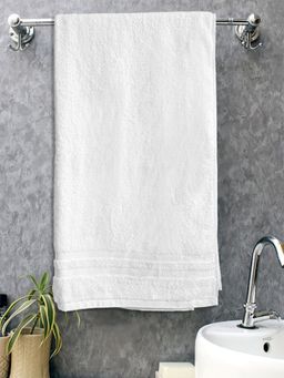 FABINALIV - White Solid 300 Gsm Cotton Bath Towel