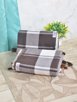 FABINALIV - Brown Striped 225 Gsm 100% Cotton Bath Towel (Pack of 2)