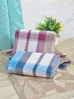 FABINALIV - Multicolor Striped 225 Gsm 100% Cotton Bath Towel (Pack of 2)