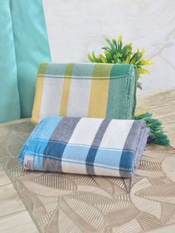 FABINALIV - Multicolor Striped 225 Gsm 100% Cotton Bath Towel (Pack of 2)