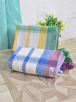 FABINALIV - Multicolor Striped 225 Gsm 100% Cotton Bath Towel (Pack of 2)