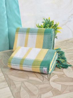 FABINALIV - Multicolor Striped 225 Gsm 100% Cotton Bath Towel (Pack of 2)