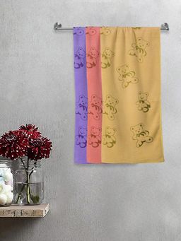 FABINALIV - Multicolor Cartoon Print Cotton Kids Bath Towels (Pack of 3)