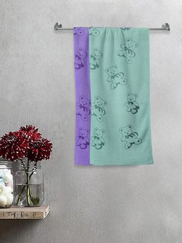 FABINALIV - Multicolor Cartoon Print Cotton Kids Bath Towels (Pack of 2)