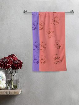 FABINALIV - Multicolor Cartoon Print Cotton Kids Bath Towels (Pack of 2)