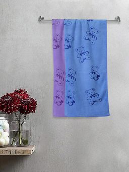 FABINALIV - Multicolor Cartoon Print Cotton Kids Bath Towels (Pack of 2)
