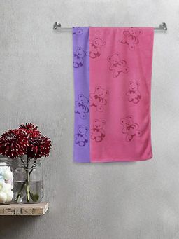 FABINALIV - Multicolor Cartoon Print Cotton Kids Bath Towels (Pack of 2)