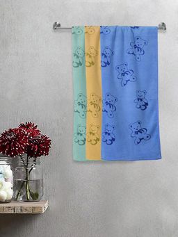 FABINALIV - Multicolor Cartoon Print Cotton Kids Bath Towels (Pack of 3)