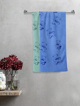 FABINALIV - Multicolor Cartoon Print Cotton Kids Bath Towels (Pack of 2)