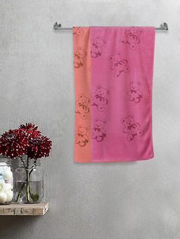 FABINALIV - Multicolor Cartoon Print Cotton Kids Bath Towels (Pack of 2)